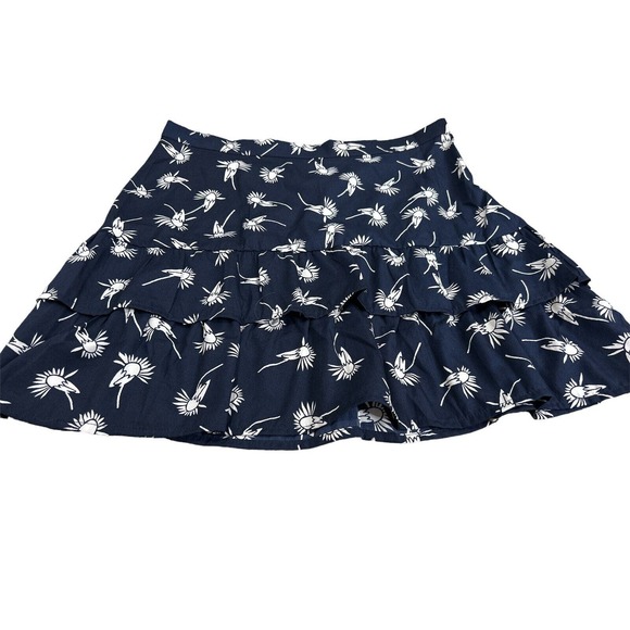 Anthropologie Porridge Skirt Size M Women’s Side Zip Blue White Print - Picture 2 of 5